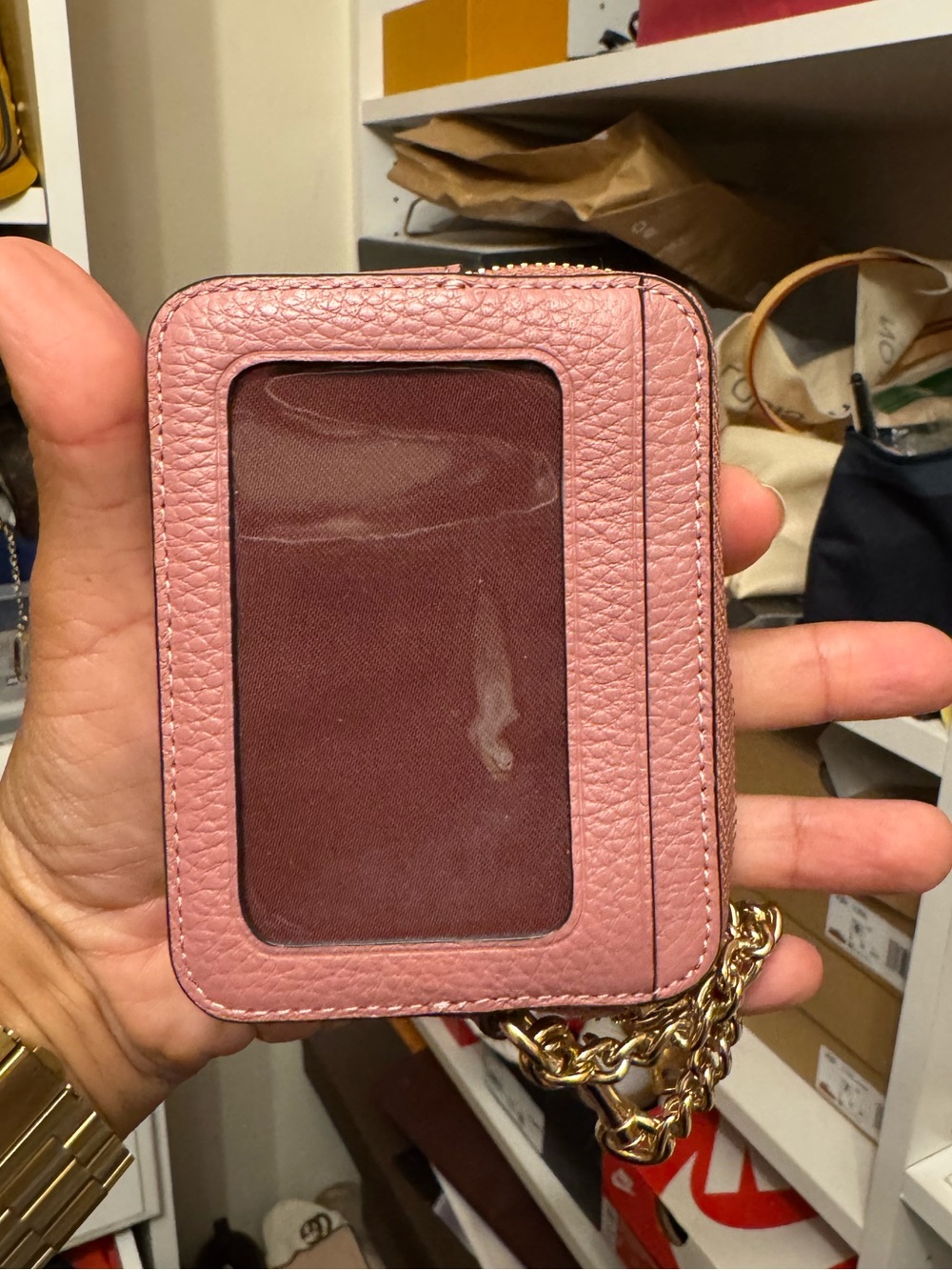 Coach Pink Pebbled Leather Satchel with Coin Pouch - Gold Hardware - Picture 9 of 13